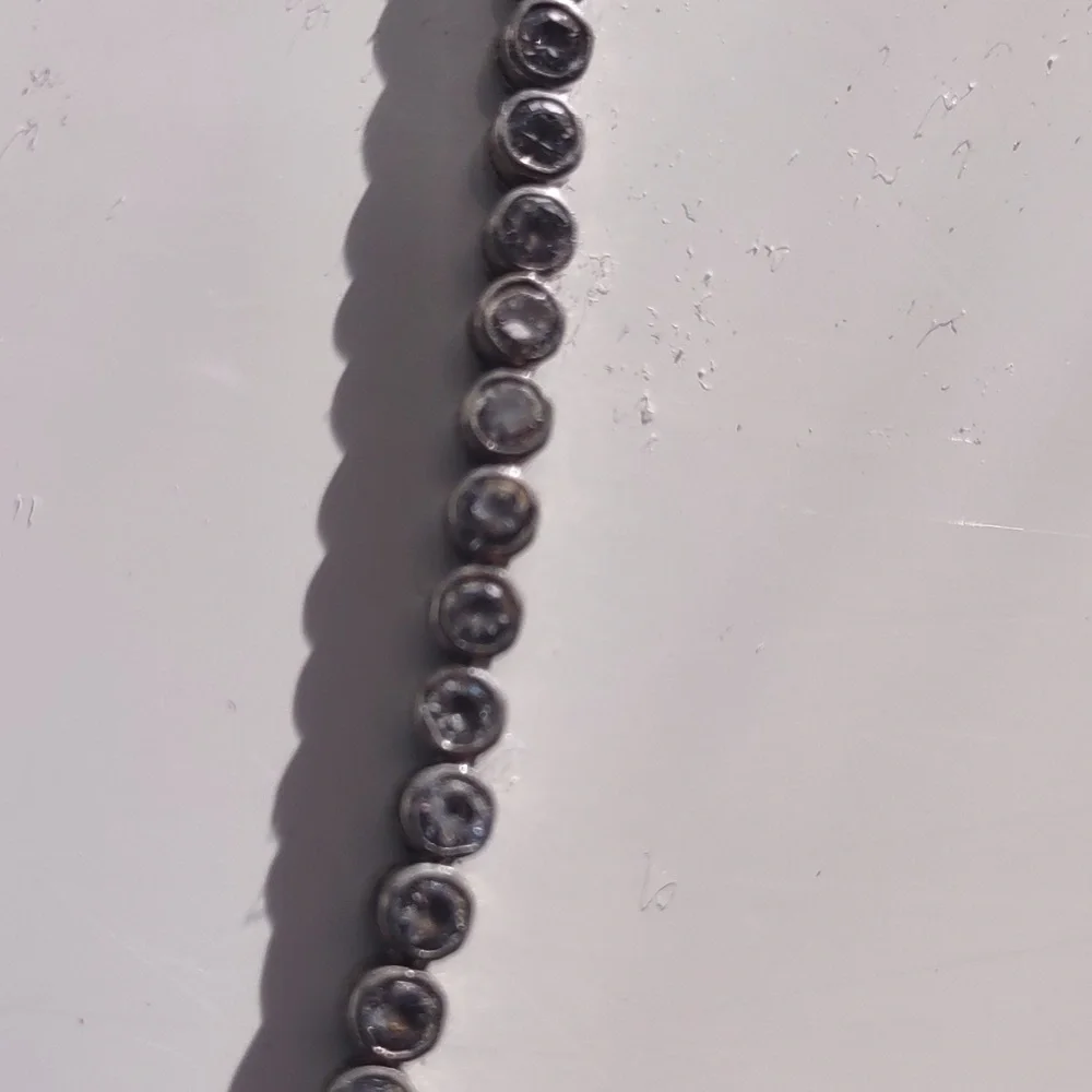 Sterling Silver Bezel Set Round White CZ Link 7" Bracelet - 10g - Picture 5 of 6